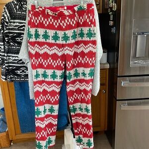 Christmas Holiday Pant Red White Green Trees 36/34 Shinesty